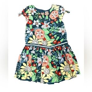 Gymboree Floral Dress Toddler Girls S 5/6 Multi Colorful Pleated Easter Spring